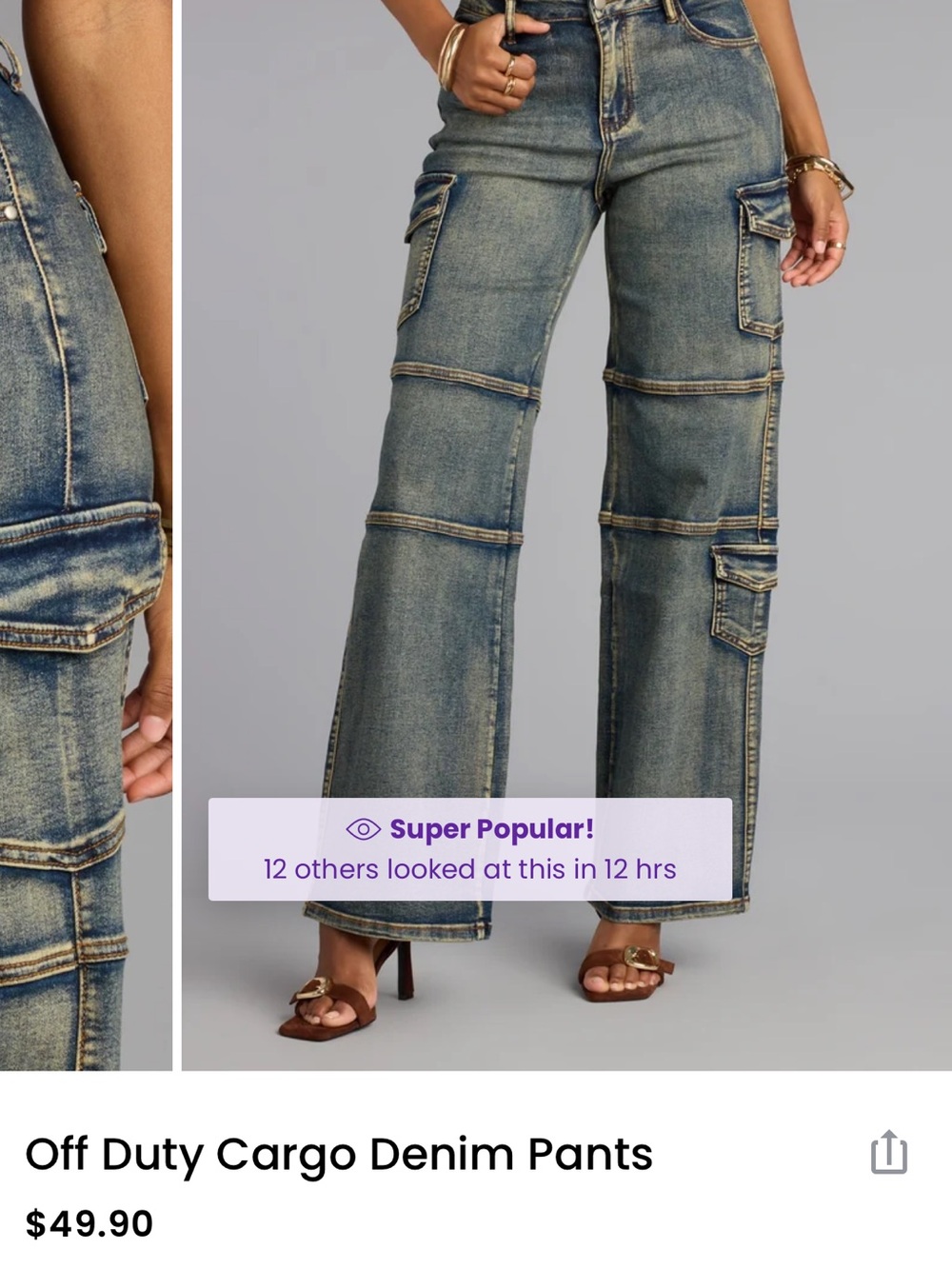 Woman’s Washed Cargo Jeans